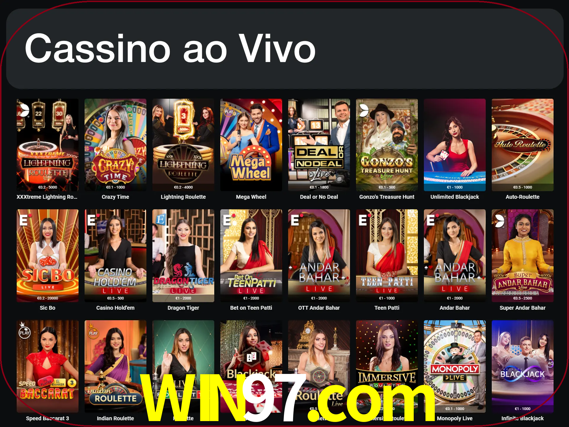 Jogue jogos de cassino com um verdadeiro dealer.