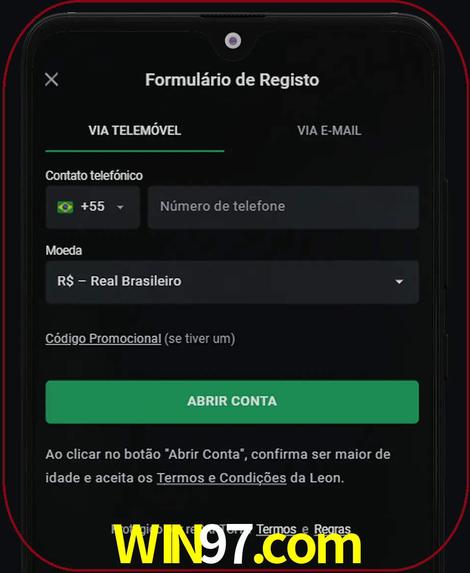 Abra o aplicativo e inicie o processo de registro.