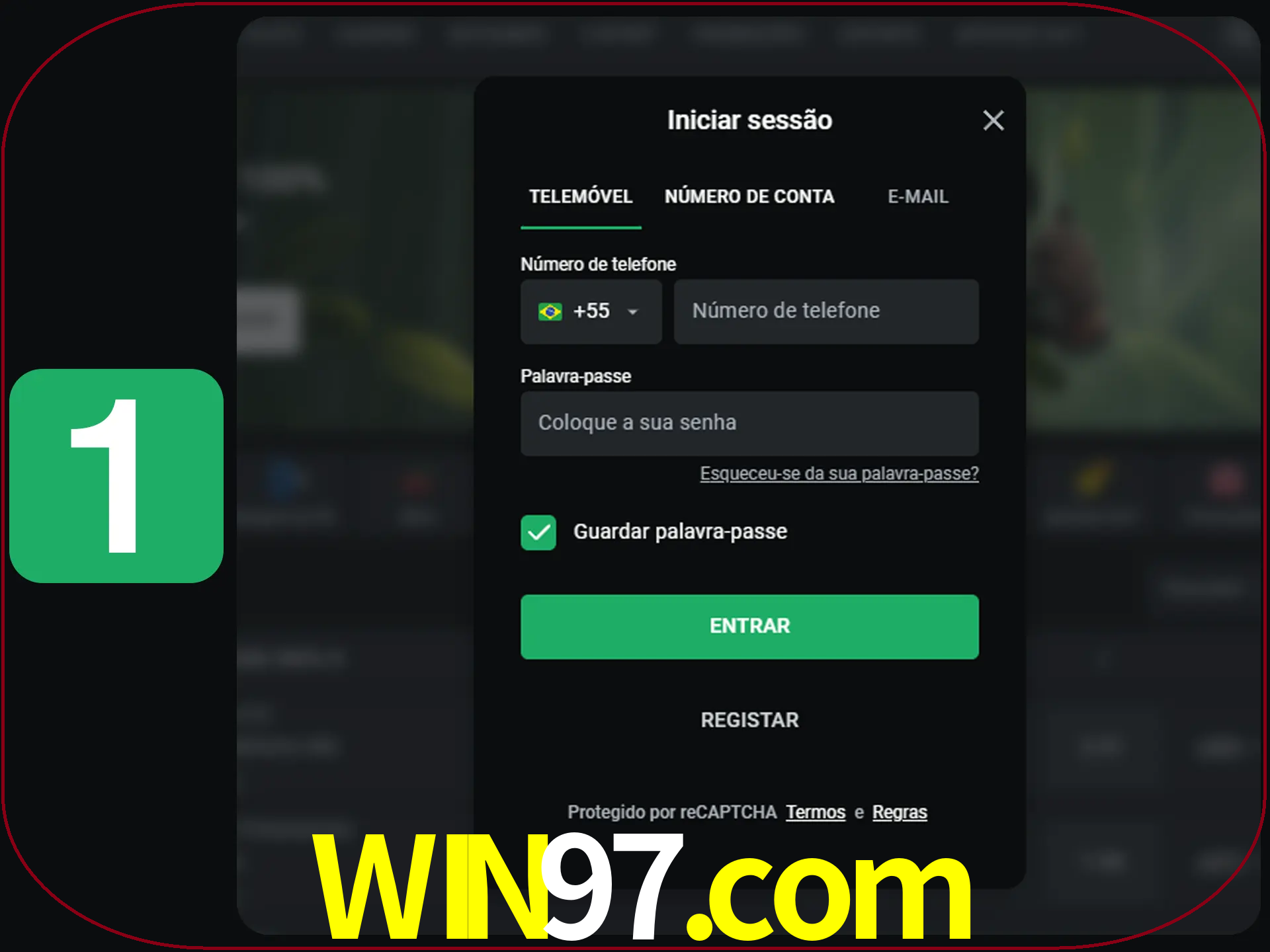 Clique no botão Entrar.